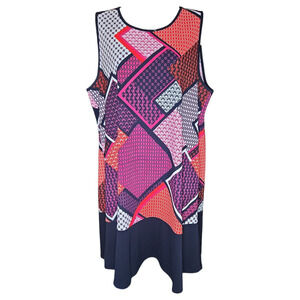 Tommy Hilfiger Wom 16 Navy Red Pink Geometric Sleeveless Dress Summer Workwear